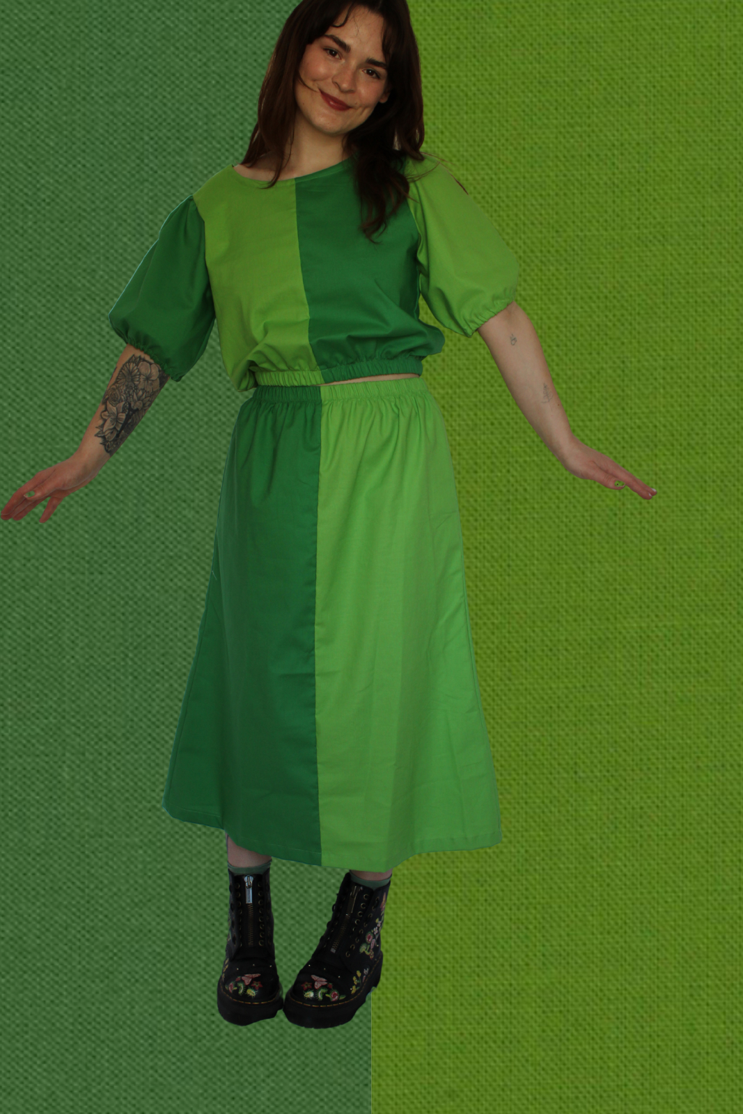 Elle Skirt in Basil Green