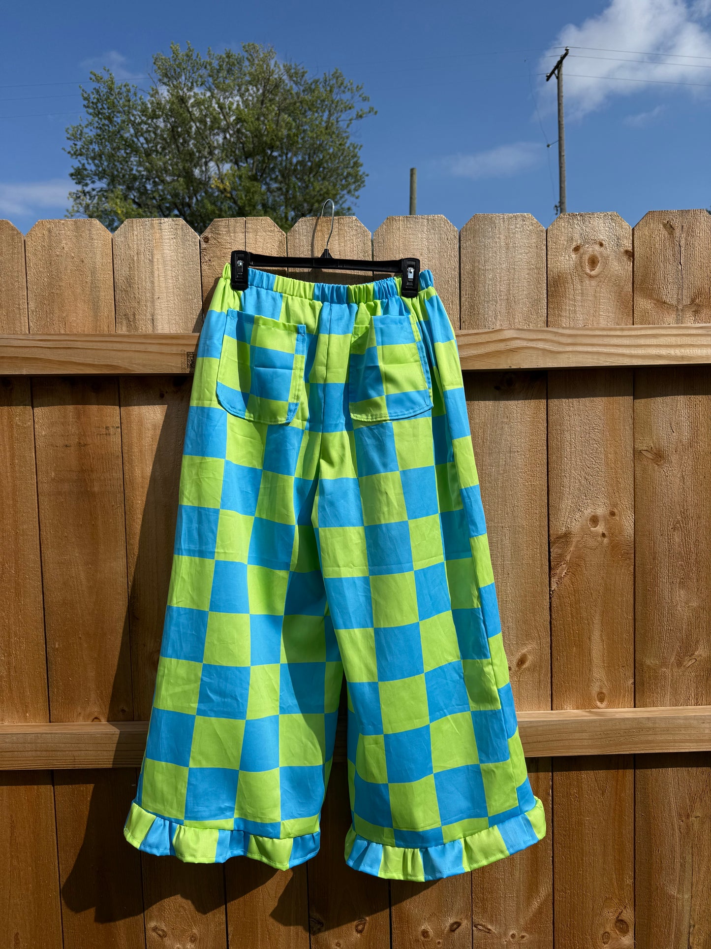 Lottie Pants in Aquamarine Check