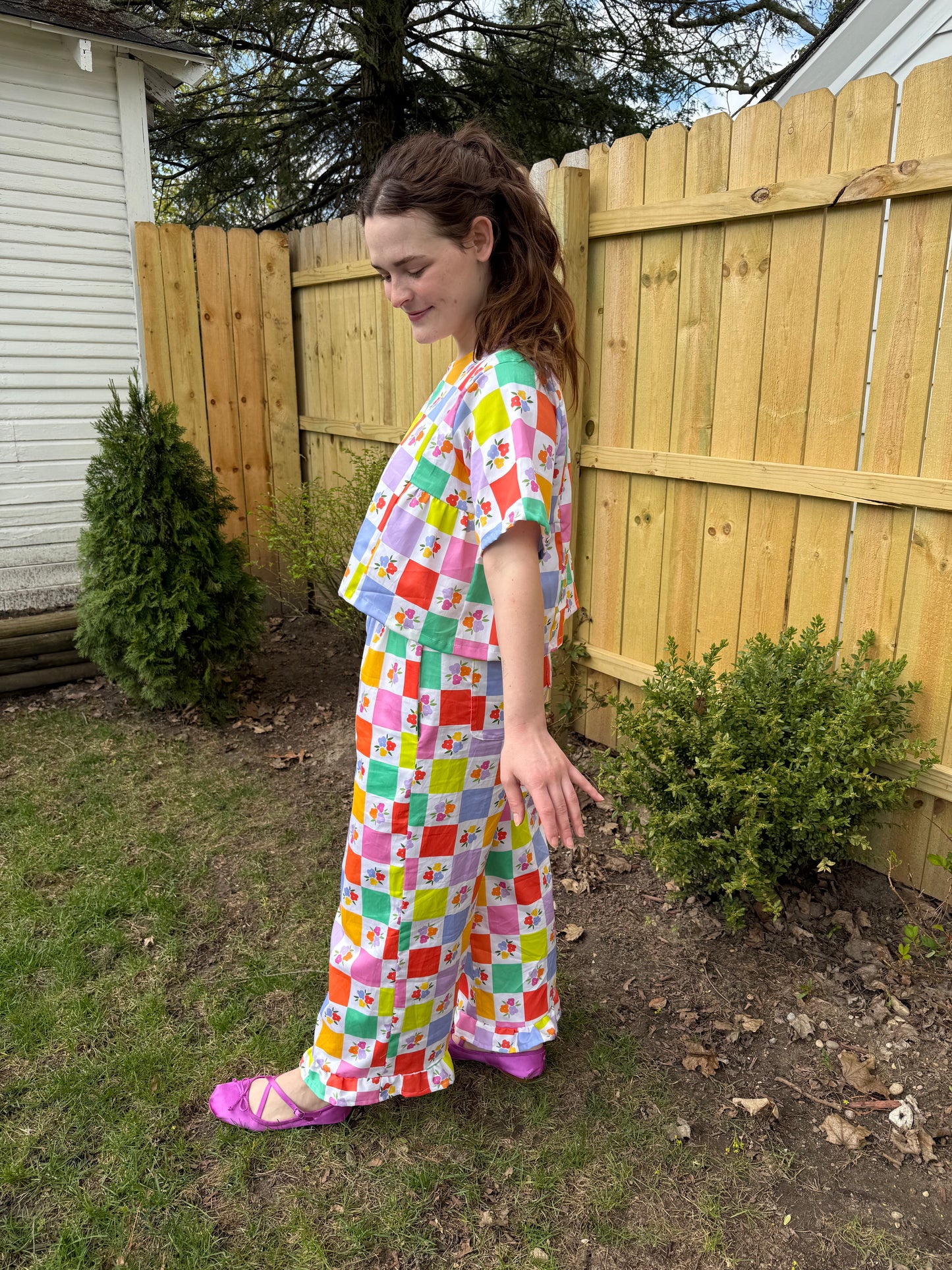 Lottie Pants in Floral Check