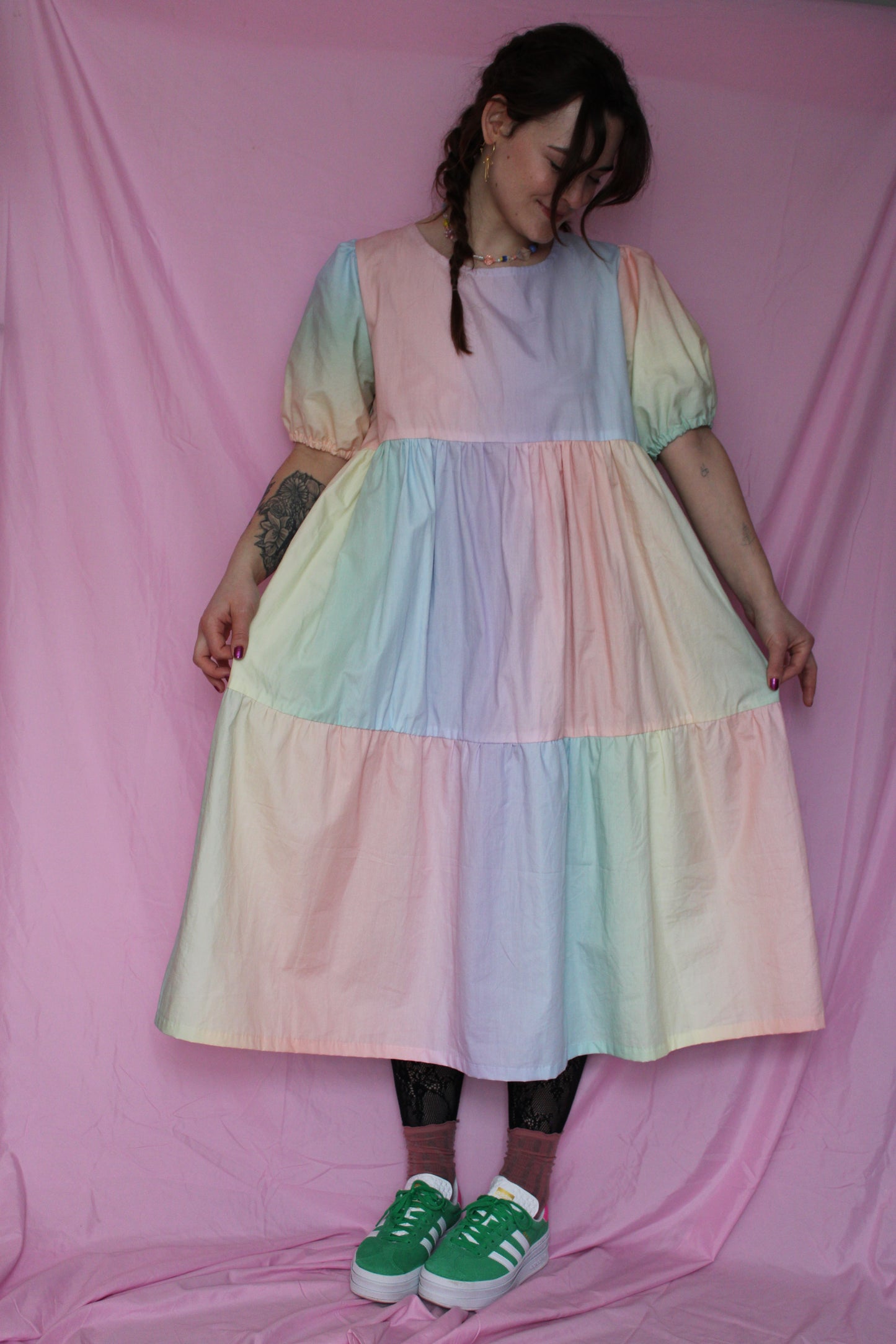 Faye Dress in Pastel Rainbow
