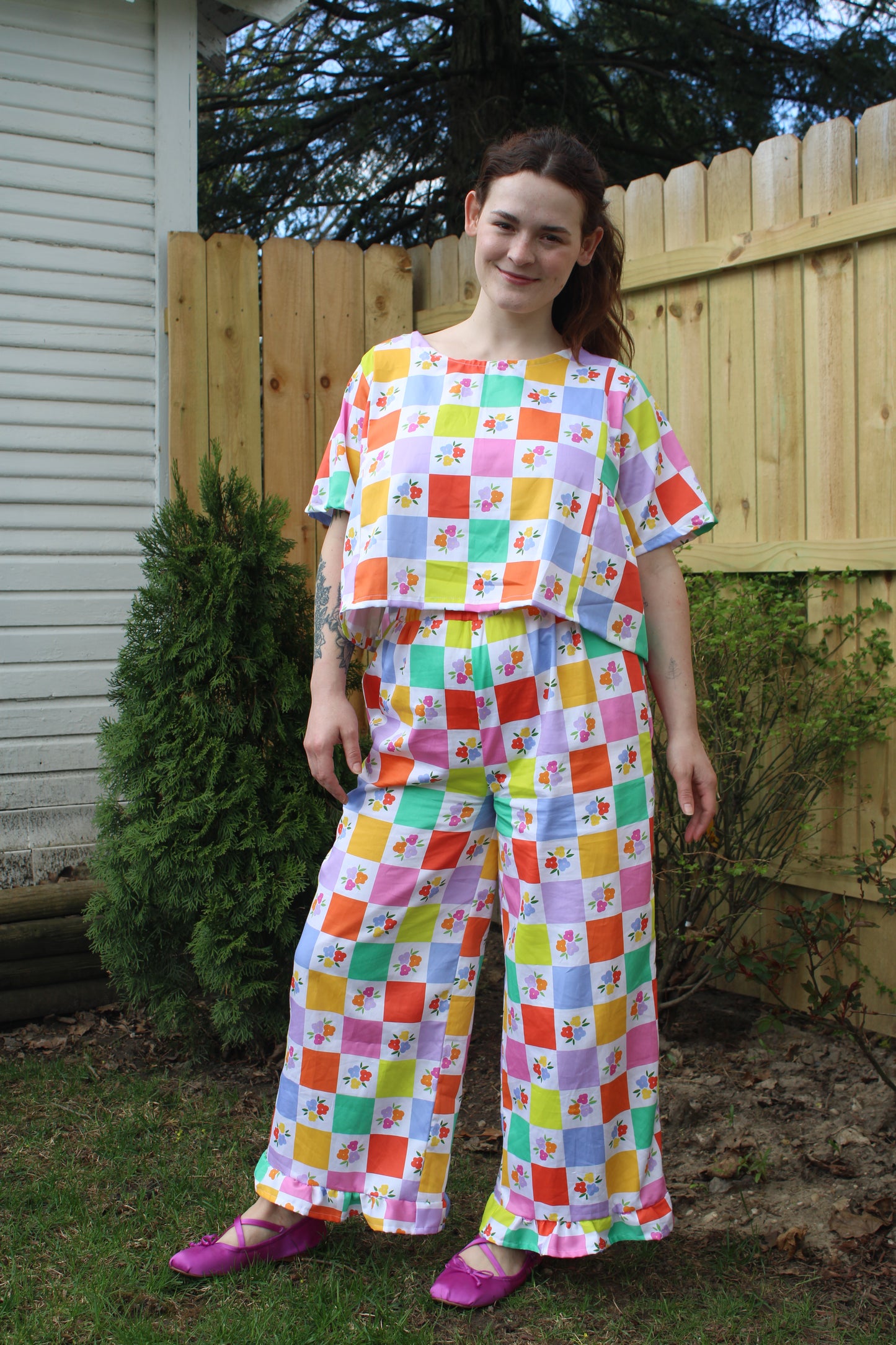 Lottie Pants in Floral Check