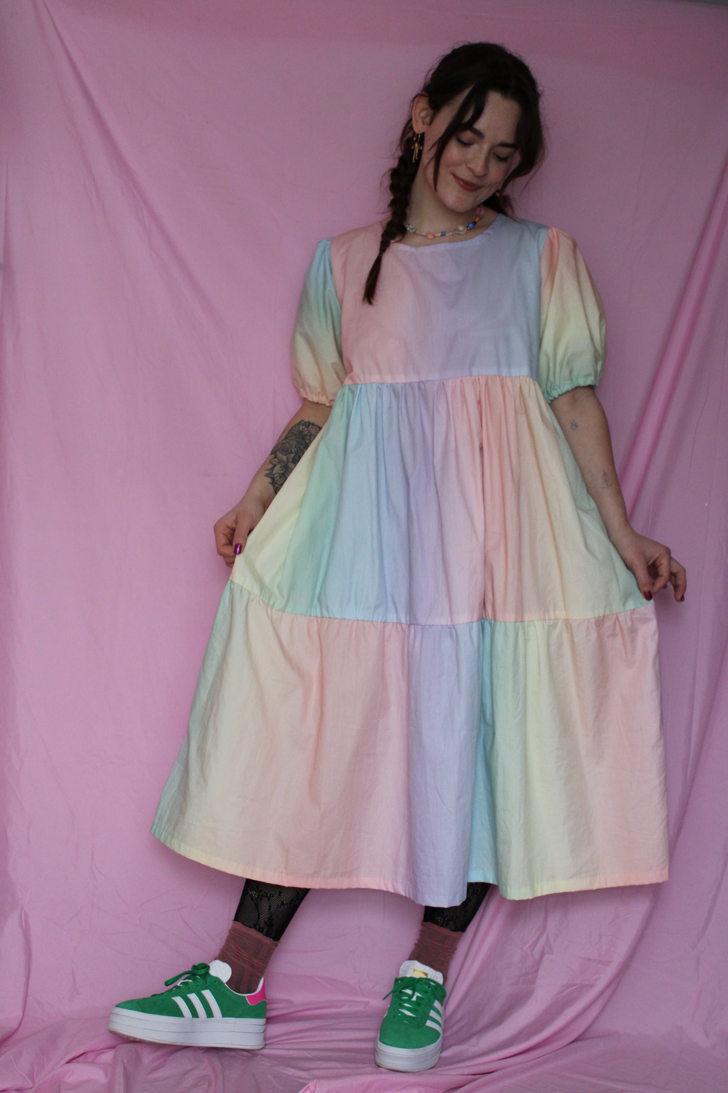Faye Dress in Pastel Rainbow