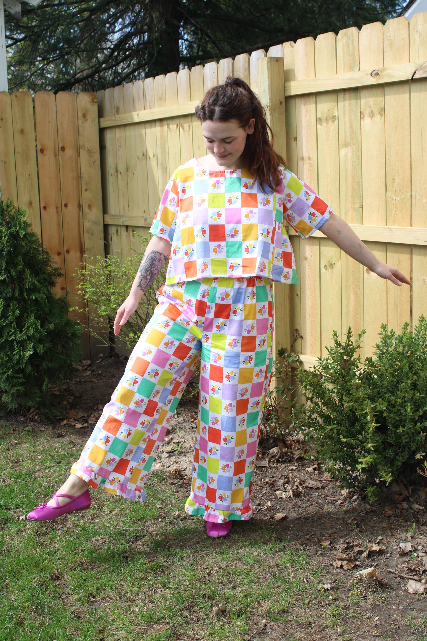 Lottie Pants in Floral Check