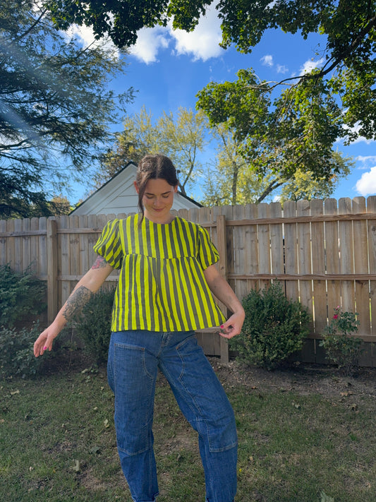 Polly Top | Linen Stripes
