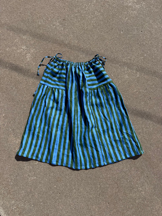 Zoey Adjustable Waist Skirt | Linen Stripes