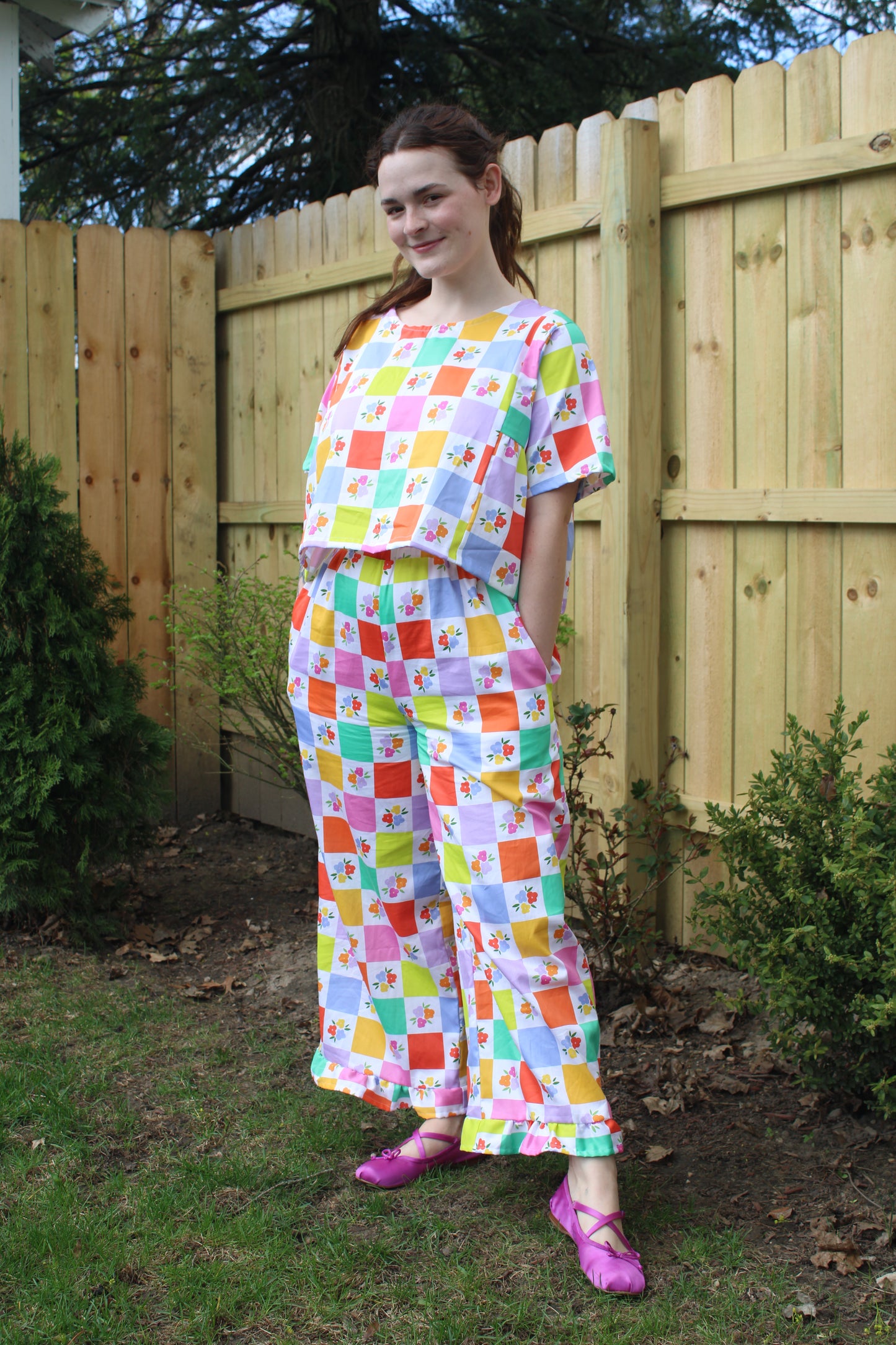 Lottie Pants in Floral Check