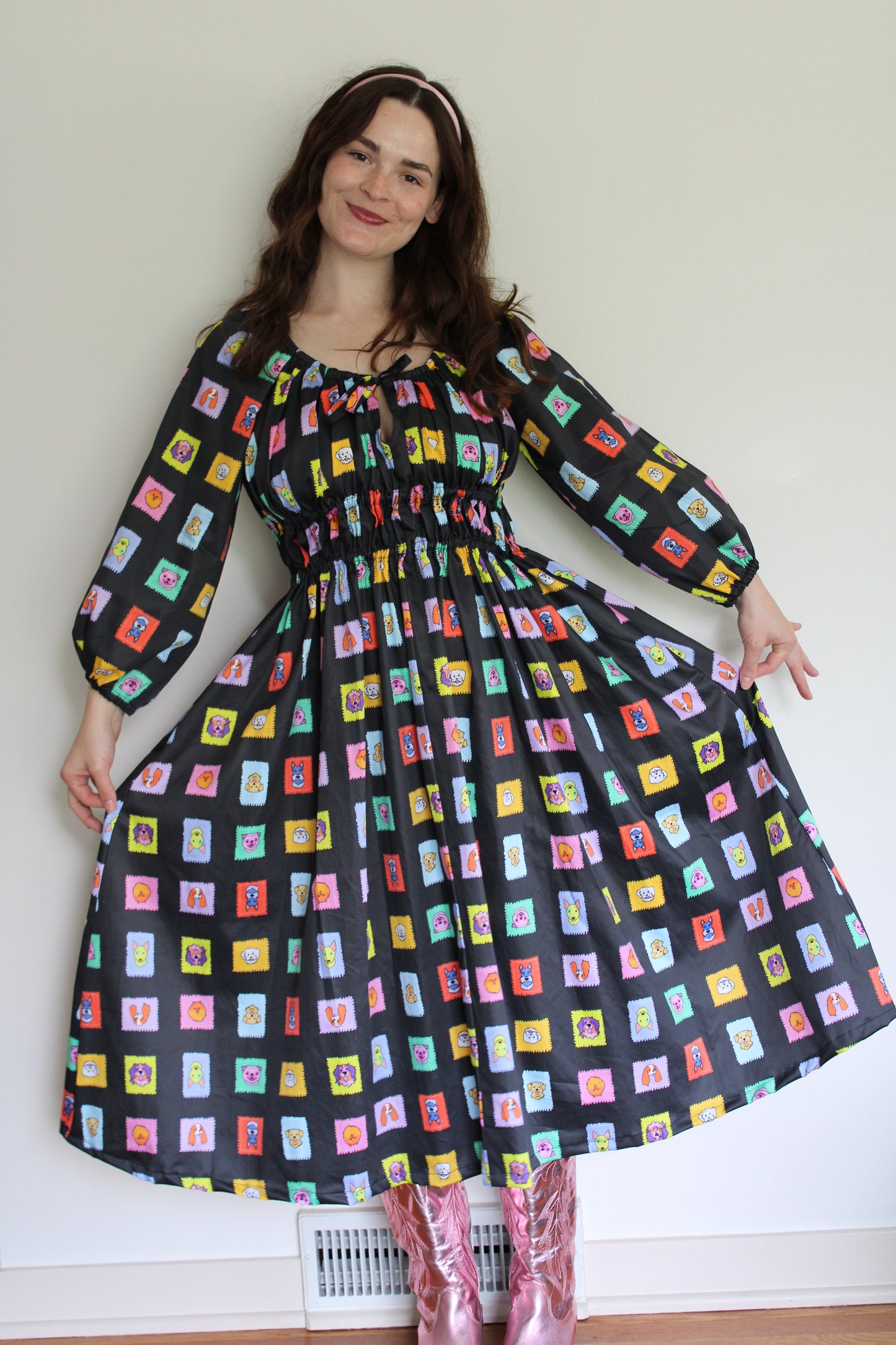 Ruthie Dress in Postage Puppies