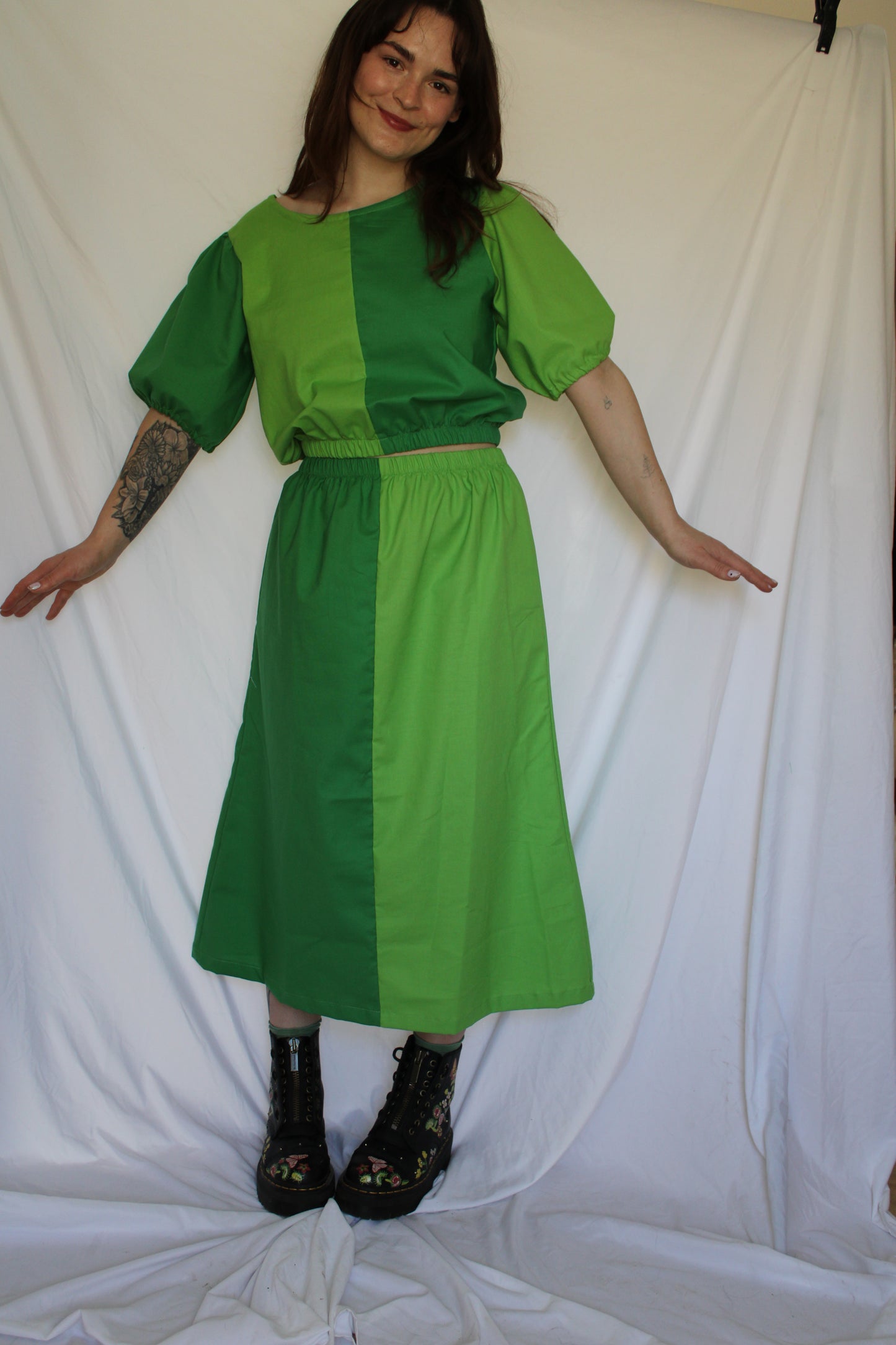 Elle Skirt in Basil Green