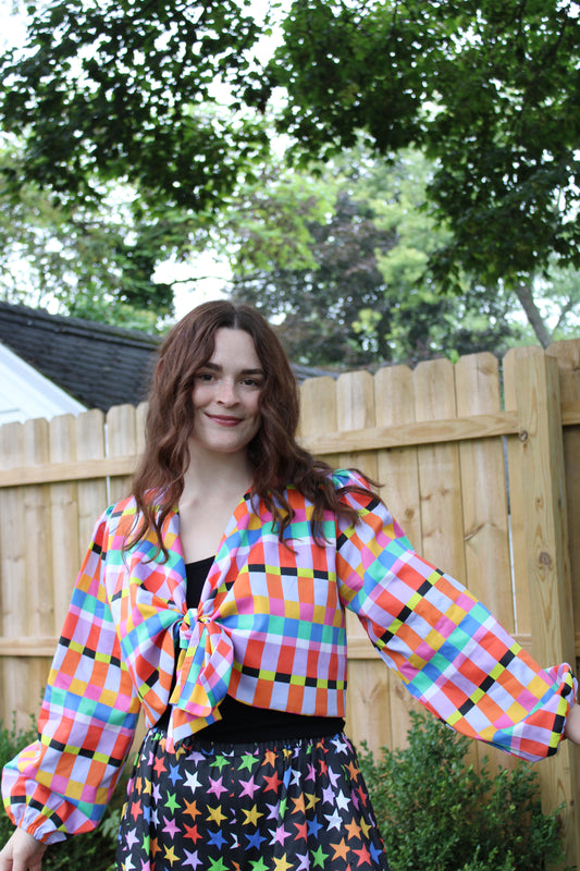 Cassie Top in Rainbow Ribbon