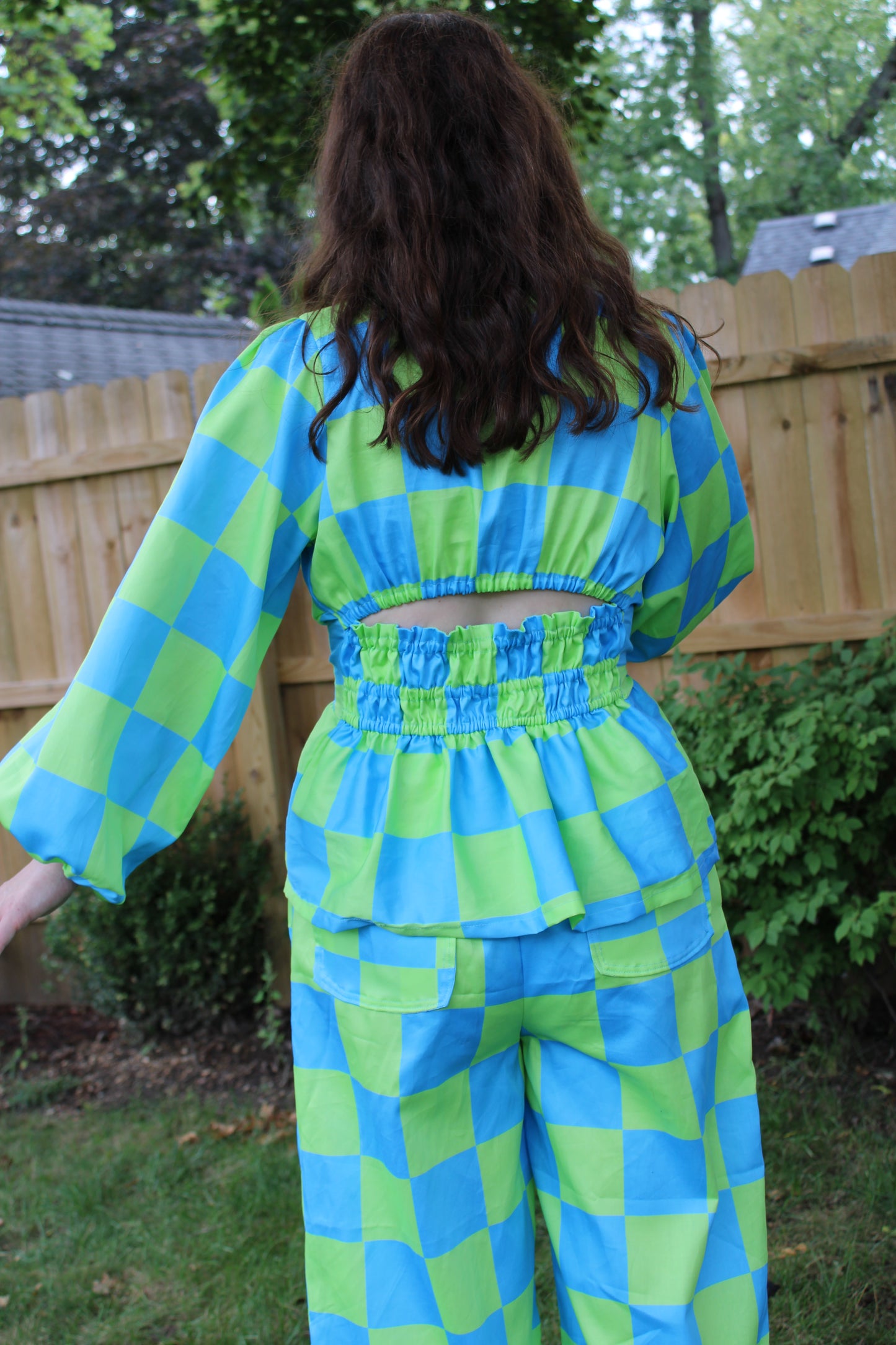 Nellie Top in Aquamarine Check