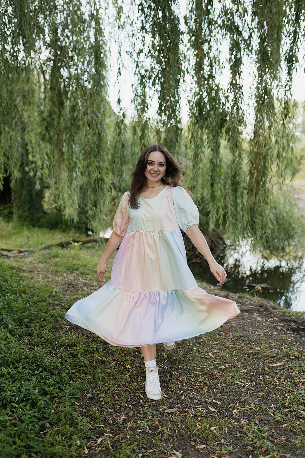 Faye Dress in Pastel Rainbow