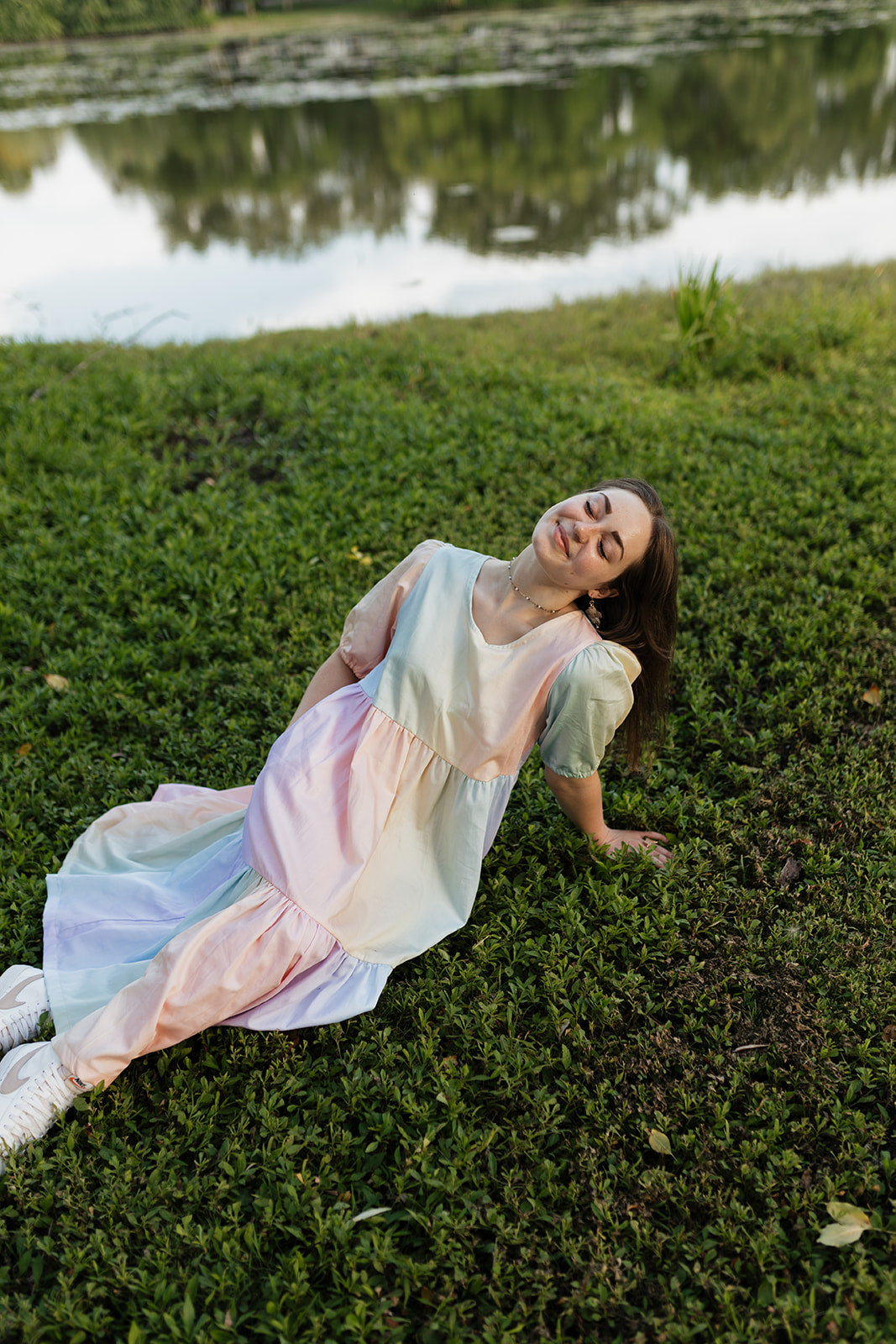 Faye Dress in Pastel Rainbow
