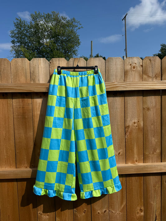 Lottie Pants in Aquamarine Check