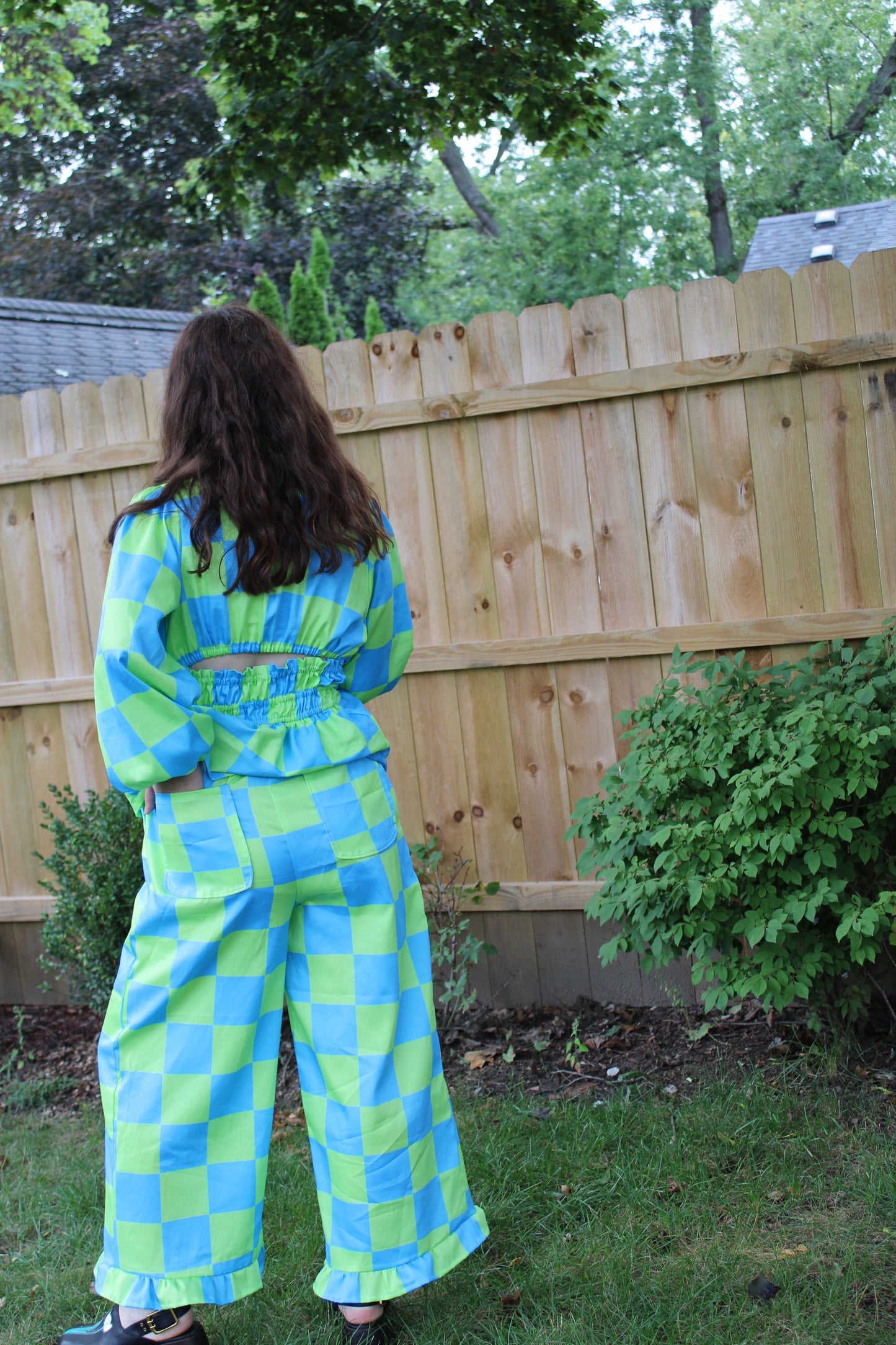 Lottie Pants in Aquamarine Check