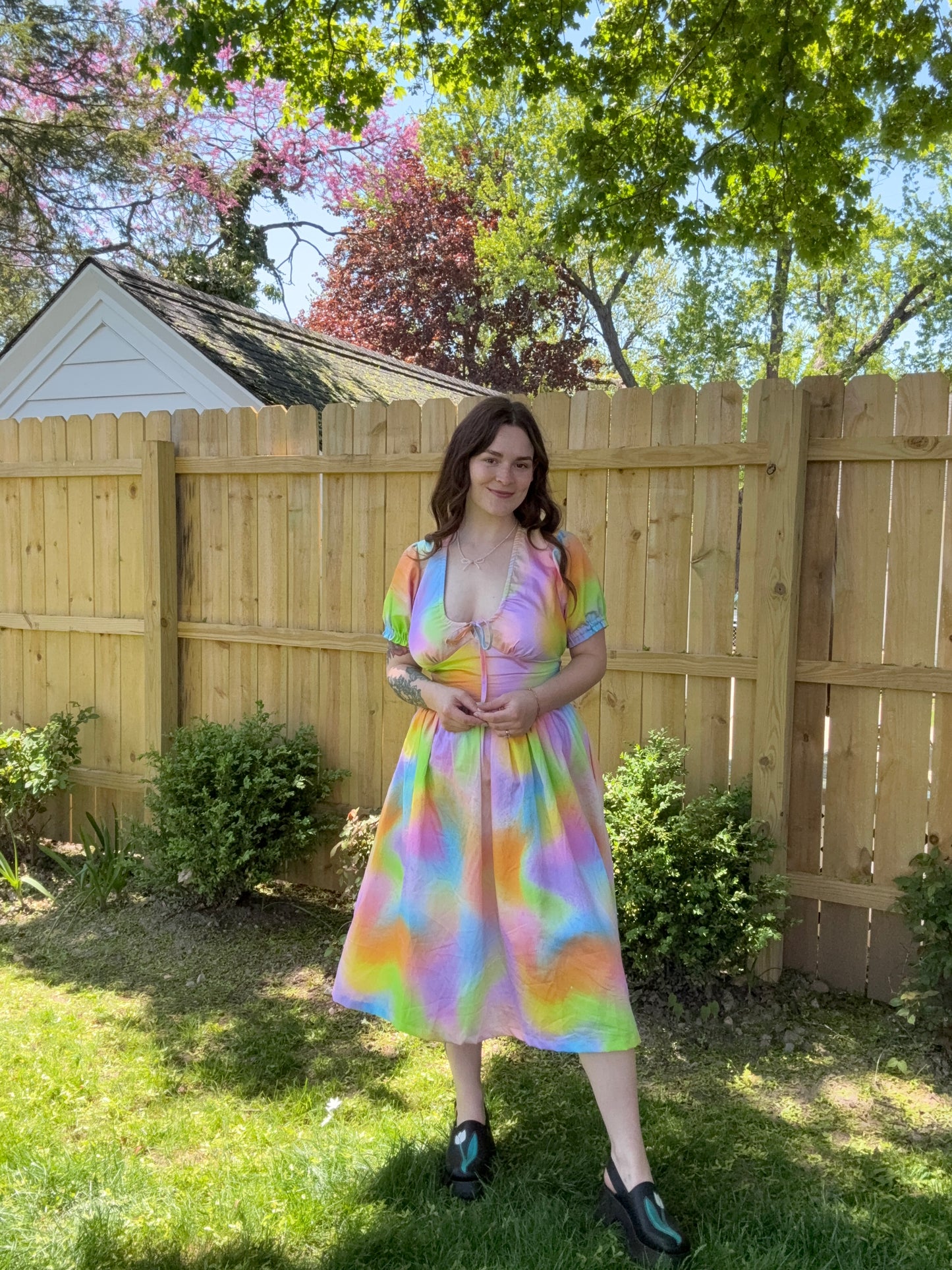 Clara Dress in Rainbow Skies