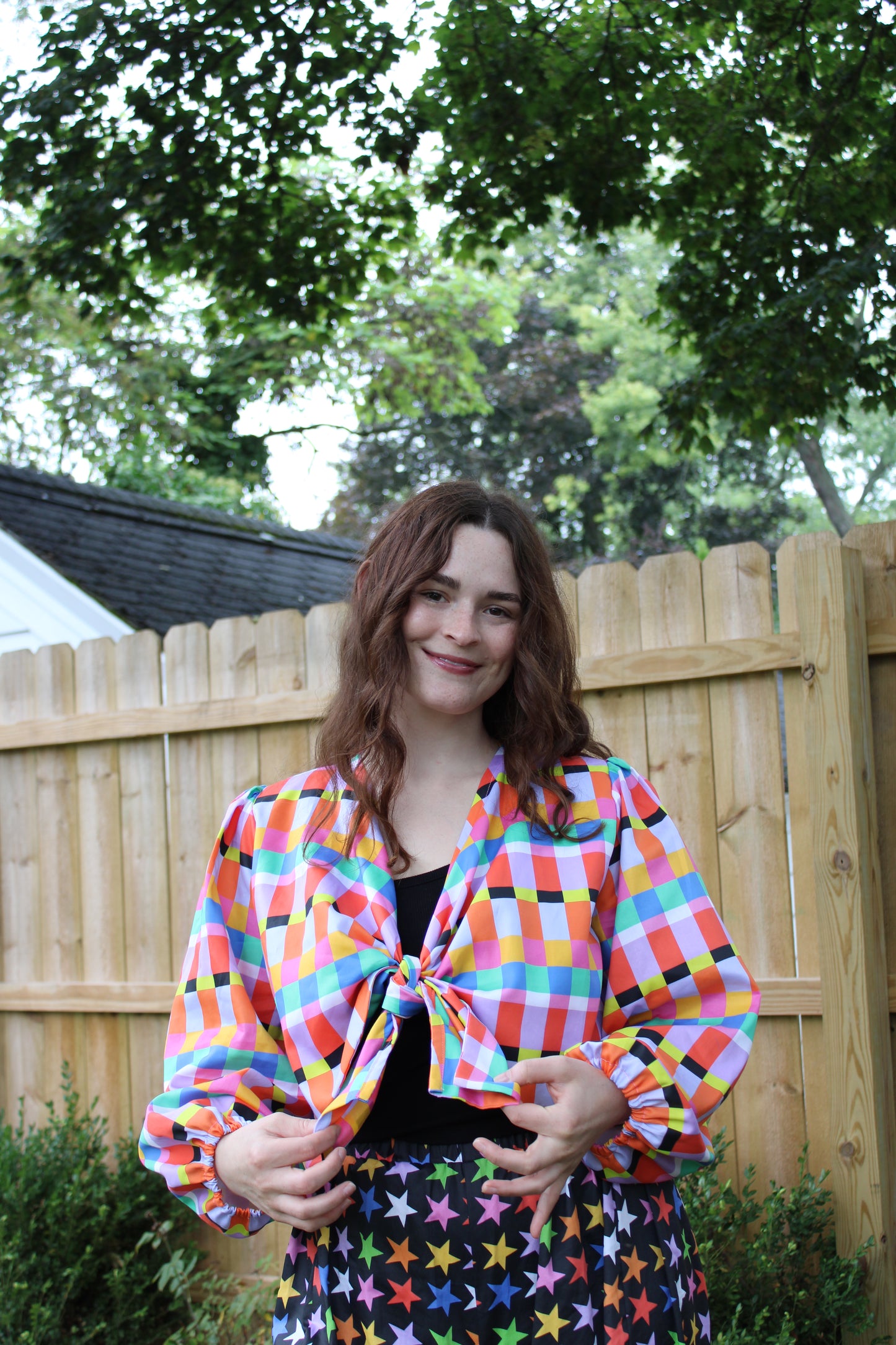Cassie Top in Rainbow Ribbon