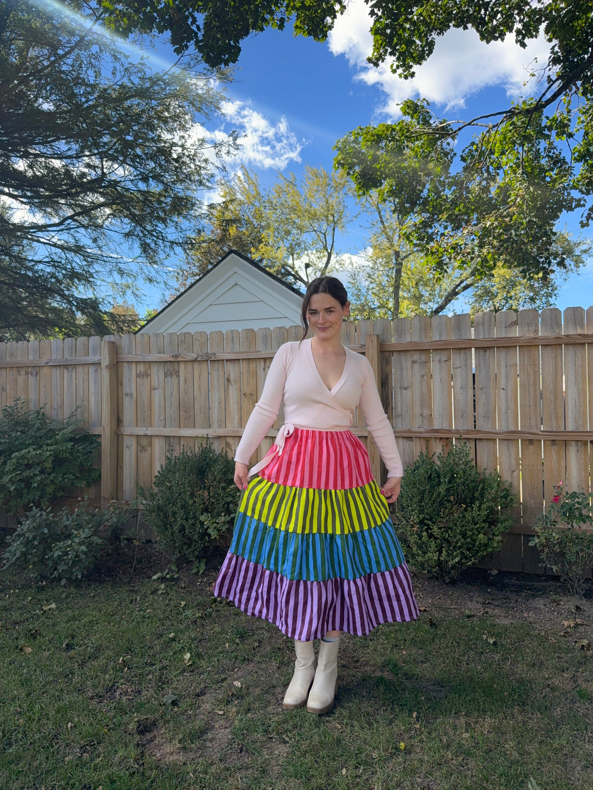 Lily Skirt | Linen Stripes