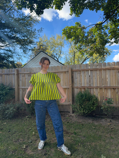 Polly Top | Linen Stripes